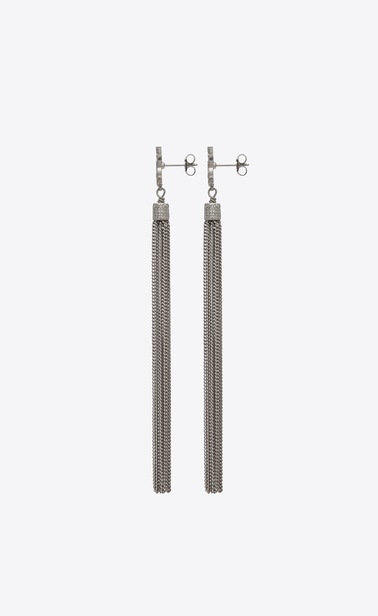 boucles d'oreilles LOULOU à pompon chaines en laiton argenté